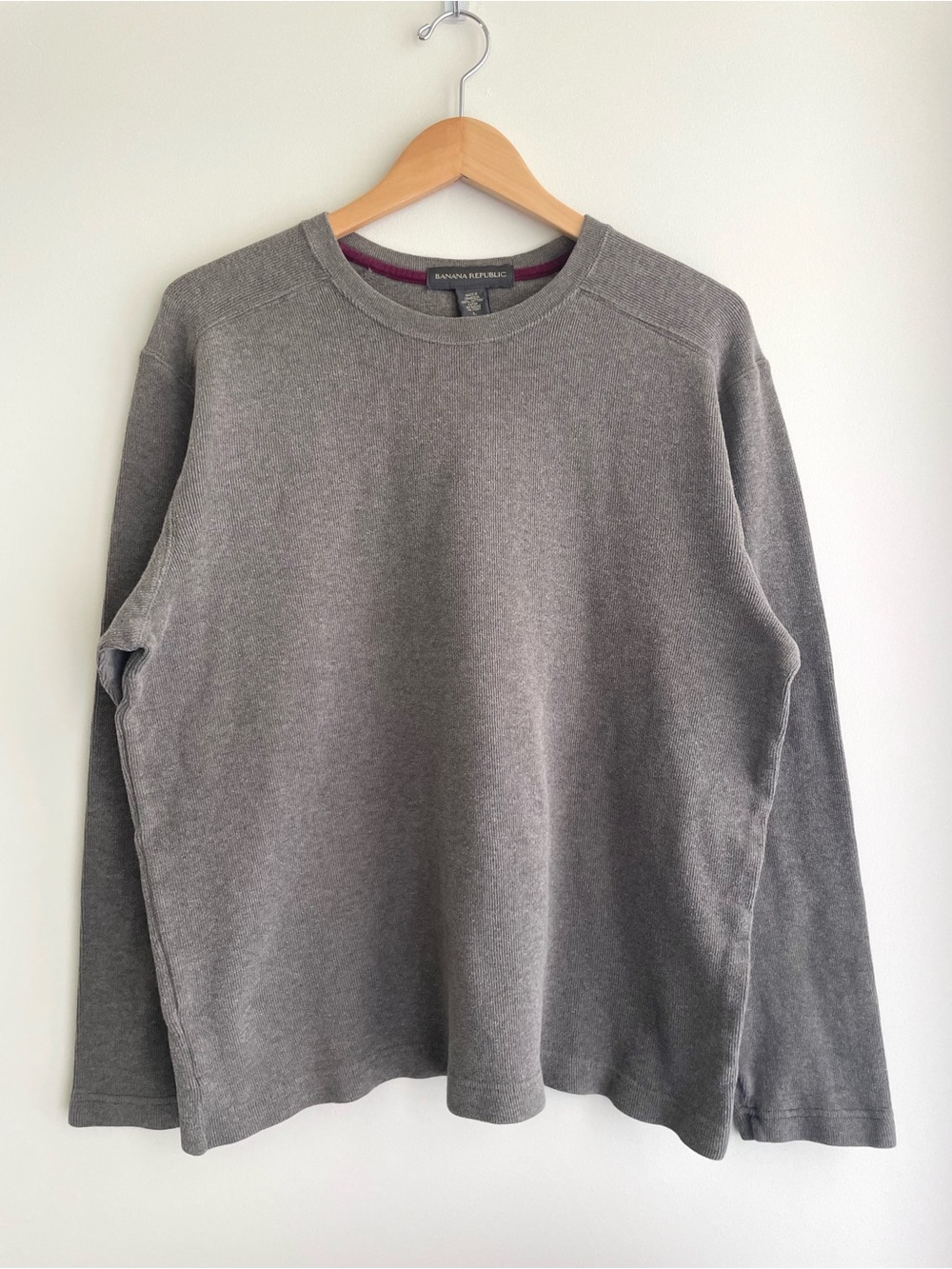 Banana Republic 100% Cotton Gray Classic Crewneck Sweater Casual Layering Campus